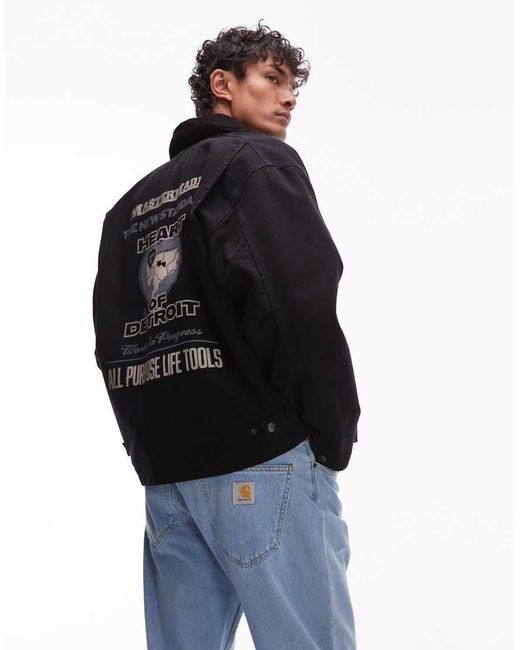 Carhartt Black Og Arcan Graphic Back Print Jacket