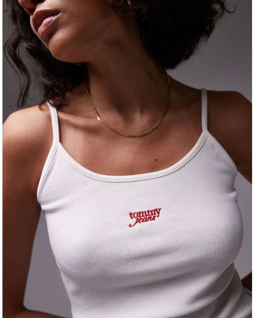 Tommy Hilfiger White Script Logo Strappy Vest
