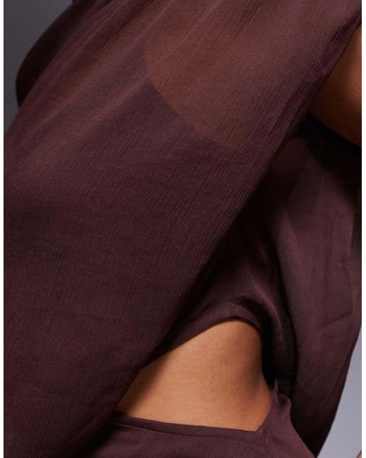 ASOS Purple High Neck Draped Asymmetric Mini Dress With Cut Out