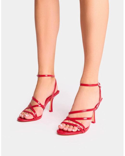Public Desire White Free Spirit Strappy Round Toe Mid Heels