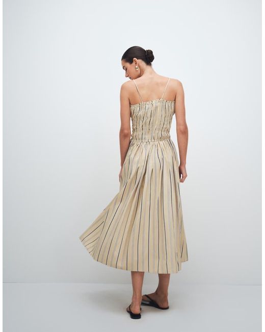 ASOS White Shirred Cotton Poplin Maxi Sundress With Dropped Waist