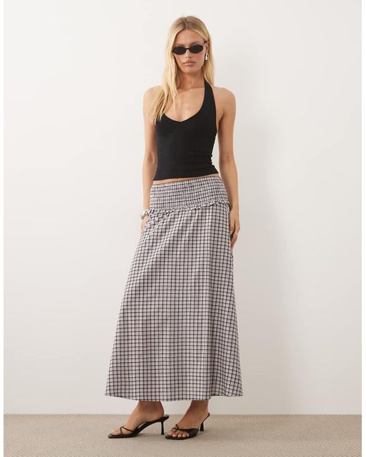 Nobody's Child Gray Ronda Shirred Waist Maxi Skirt