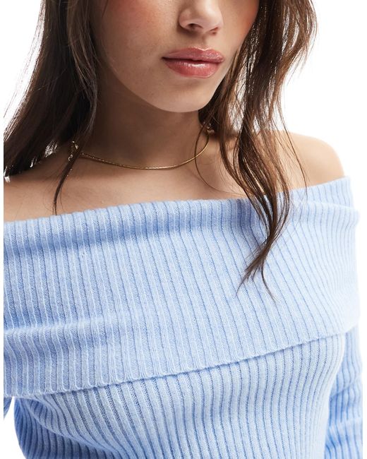 ONLY Blue – schulterfreier strickpullover