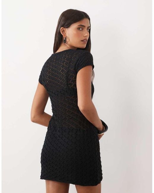 Motel Black Amila Sheer Knit Cut Out Dress