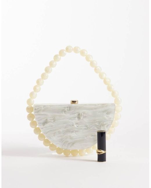 New Look White Pearl Box Clutch Bag