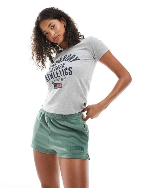 Superdry Blue Athletic Essentials Tonal Embroidered Shorts