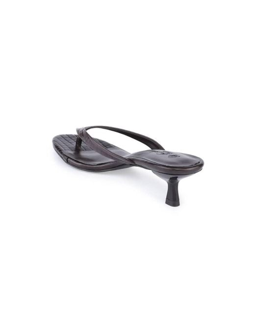 OFF THE HOOK White Dolly Leather Kitten Heel Thong Sandals
