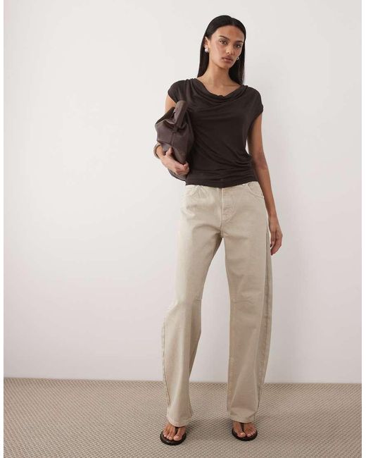 Mango Brown Cowl Neck Sleeveless Top