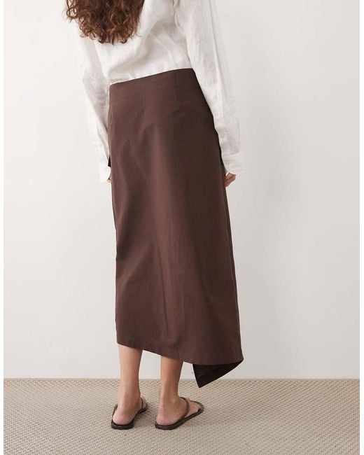 ASOS Natural Linen Blend Wrap Skirt