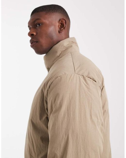 ASOS Natural Puffer Jacket With Funnel Neck for men