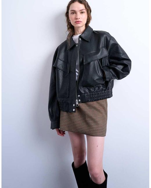 Giacca Bomber Squadrata di TOPSHOP in White
