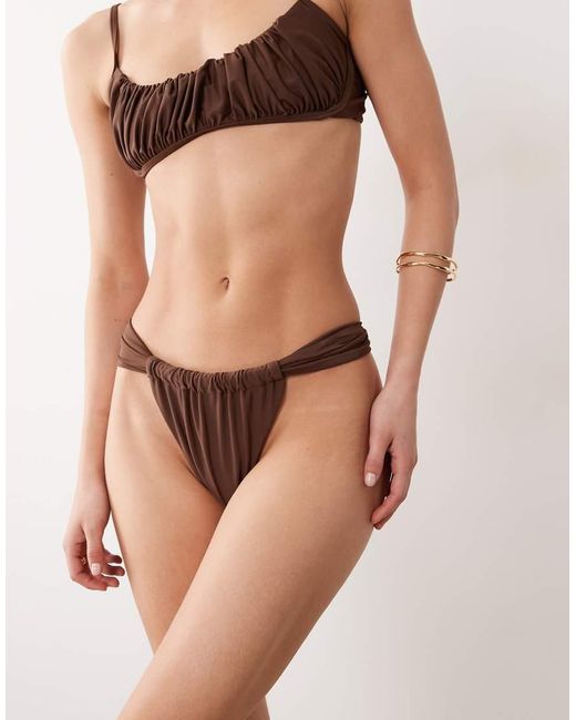 Miss Selfridge Natural High Leg Bikini Bottom
