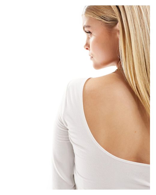 Hollister White Long Sleeve Top With Scoop Back