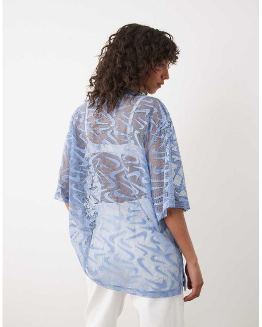 Nike Blue Chill Woven Lace Top