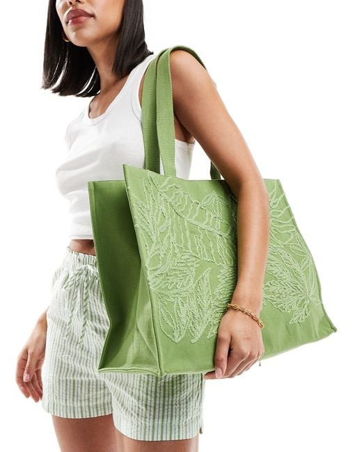 Accessorize Green Jacquard Tote Bag
