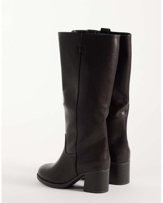 SEQWL Wide Fit Black Byron Pull-on Knee Boots