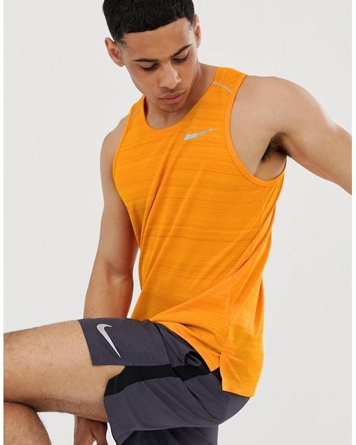 Nike Dry Miler Tank In Orange for men