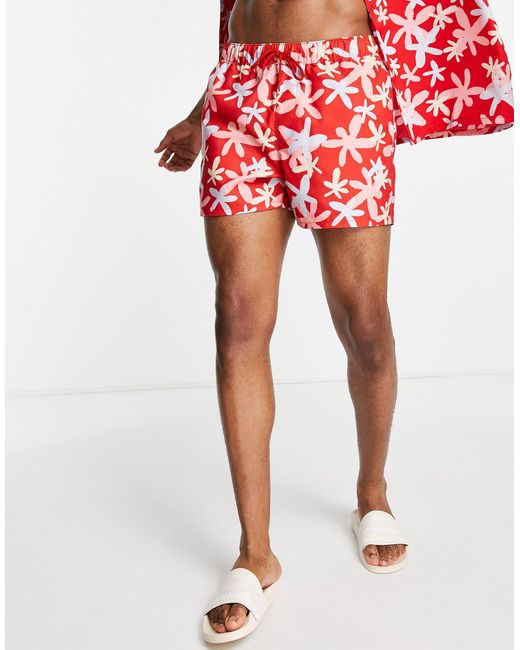 ASOS Coord Swim Shorts in Red for Men Lyst