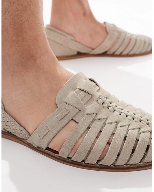 Sandales style pêcheur en daim - taupe ASOS pour homme en coloris White