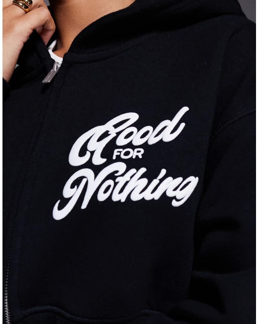 Good For Nothing Blue Cropped Zip Through Hoodie