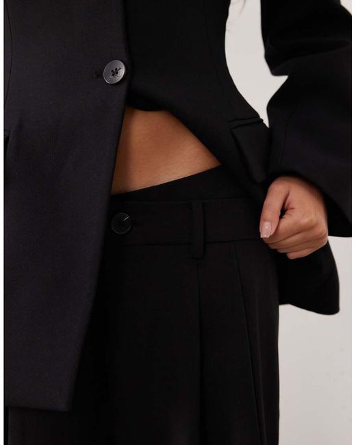 ASOS Black Tailoring Low Rise Wide Leg Pants With Asymmetric Waistband