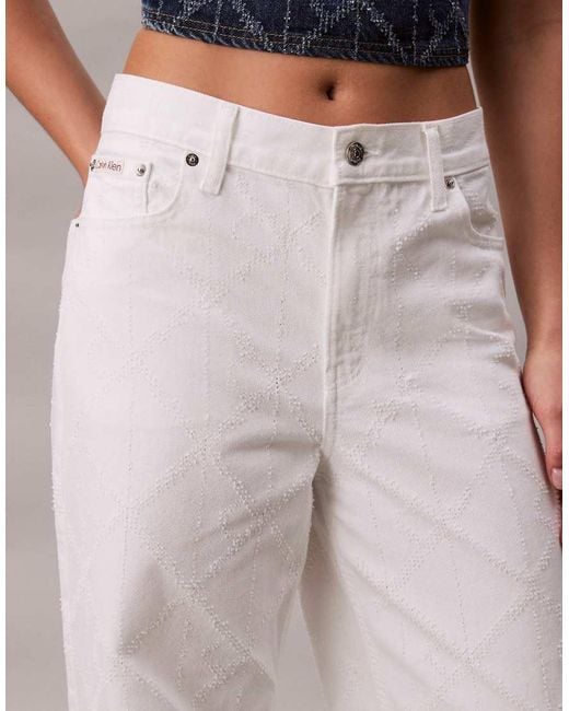 Calvin Klein Multicolor Laser Cut Repeat Logo Low Rise baggy Jeans