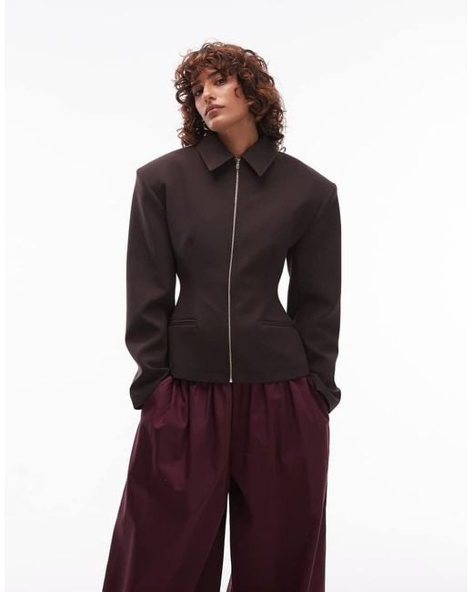 ASOS Tailored Sculpted Cinch Waist Zip Through Jacket