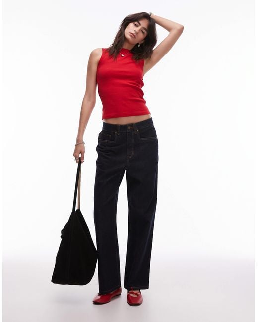 House Of Sunny Red Straight Leg Denim Jeans