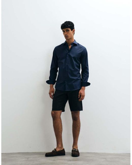 Camicia Elegante di Mango in Blue da Uomo