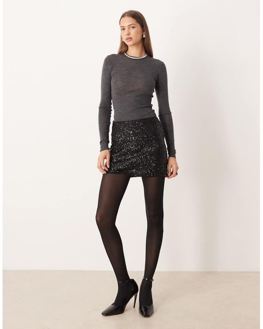 ASOS Black Allover Sequin Mini Skirt