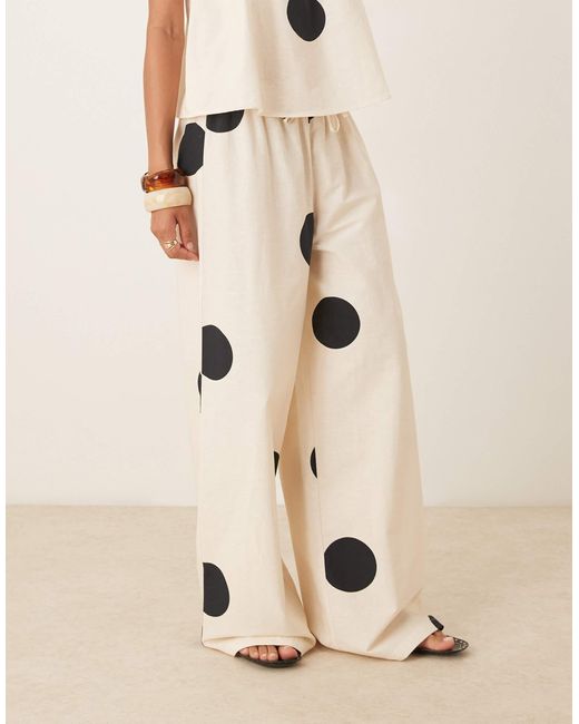 ASOS Natural Linen Blend Pull On Trouser