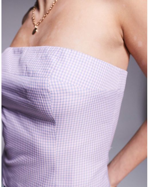 Kaiia Purple Exklusiv – trägerloses cropped-top mit vichy-karos
