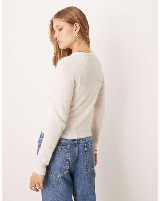ASOS White Crew Neck Micro Cardigan
