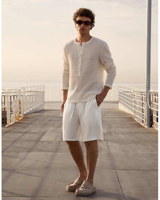 Bershka Natural Rustic Jogger Bermuda Shorts for men