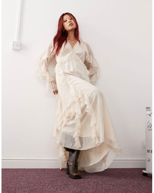 Reclaimed (vintage) Natural Maxi Dress With Ruffles