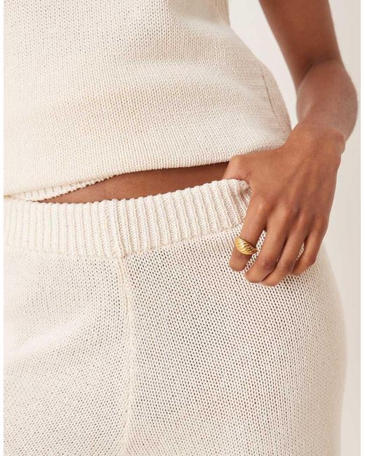 ASOS Natural Co-Ord Heavyweight Clean Knit Wide Leg Trousers