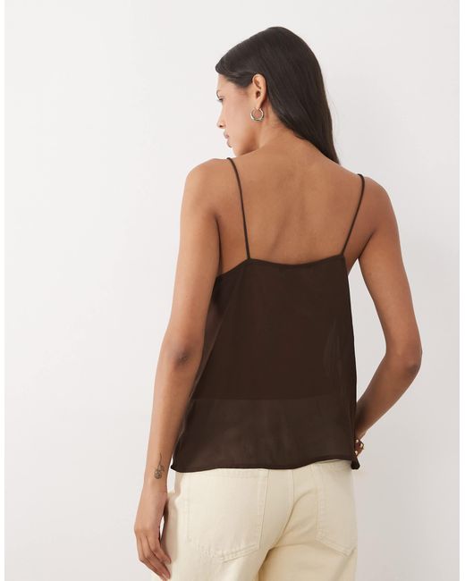 Mango Brown Delicate Embroidered Cami