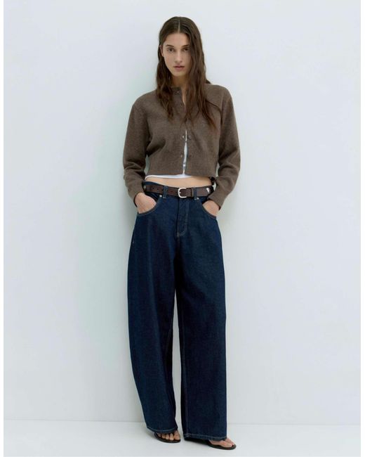 Pull&Bear Blue – kurze strickjacke