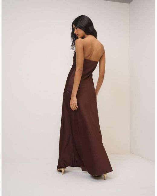 Nobody's Child Brown Arden Satin Bandeau Sleeveless Maxi Dress