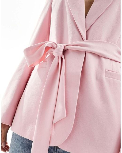 ASOS Pink Tailored Belted Blazer