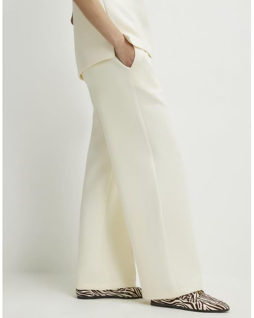 River Island Natural Premium Twill Wide Leg Joggers