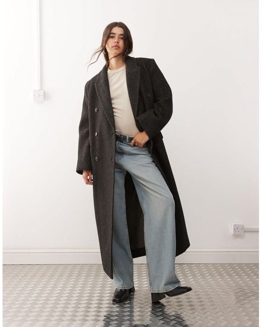Weekday Gray – logan – knielanger oversize-mantel aus wollmix