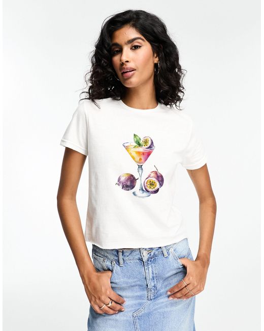 ASOS White Baby Tee With Passionfruit Drink Graphic