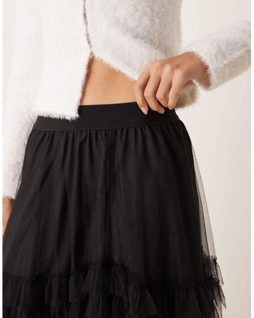 New Look Natural Tulle Tiered Midi Skirt