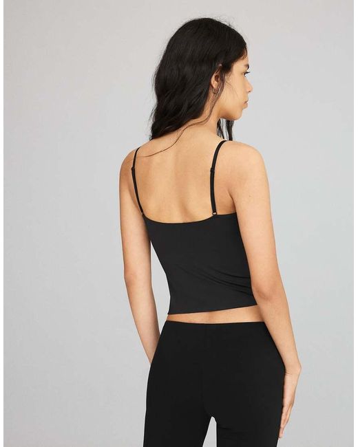 Bershka Black Sweetheart Neckline Camisole Top