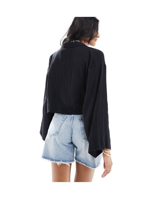 ASOS Black Cheesecloth Cropped Shirt