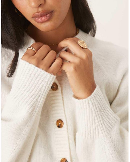 ASOS Natural Crew Neck Cardigan With Raglan Sleeve Detail