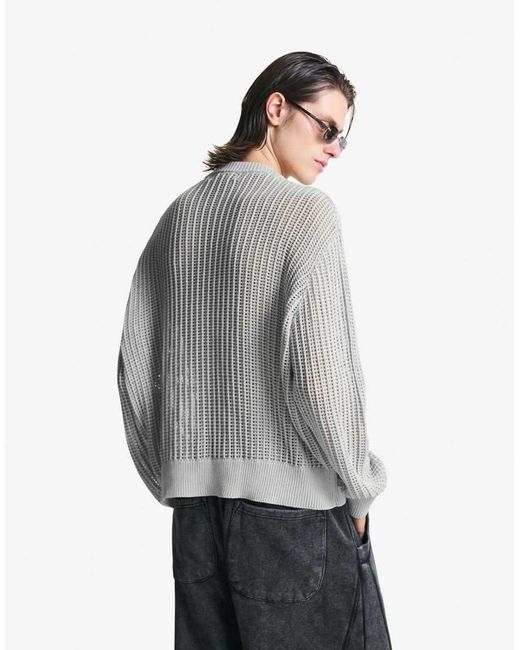 Bershka Sweater Van Mesh Met Vervaagd Effect in het Gray voor heren