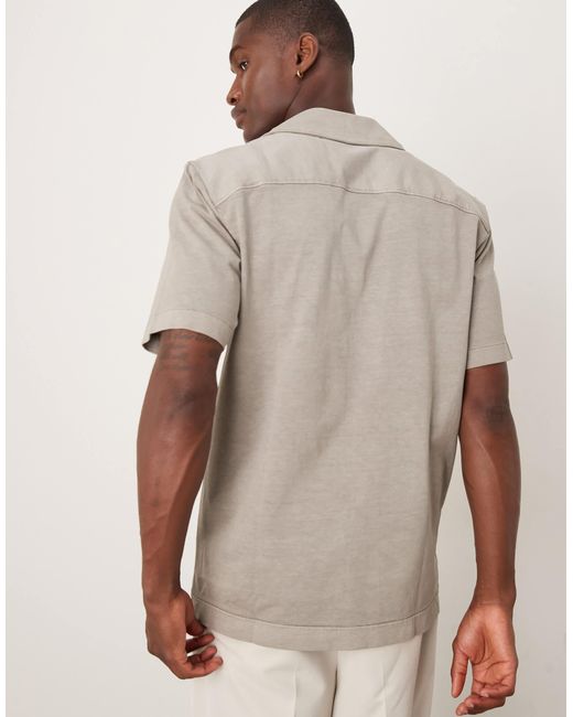 ARKET Gray Pure Cotton Heavyweight Jersey Short Sleeve Shirt for men