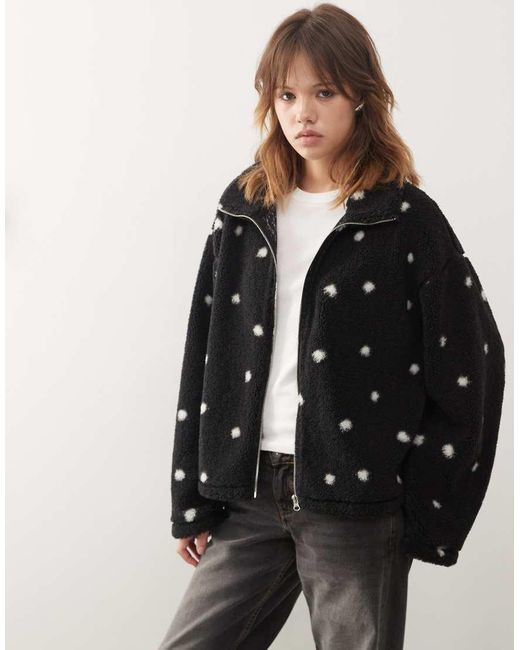 Monki Black Zip Up Fleece